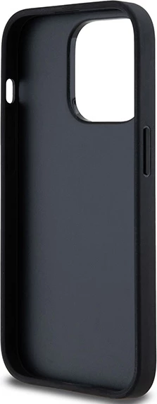 Mbështjellës DKNY Leather Checkered Mono Pattern & Printed Stripes për iPhone 14 Pro, i zi