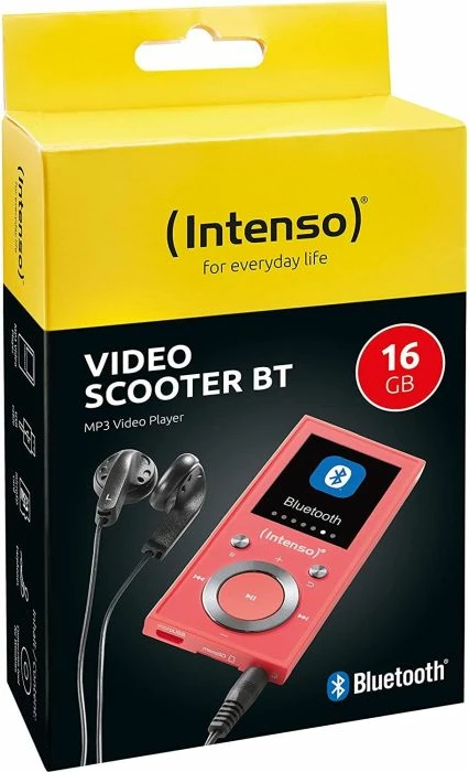 MP3 player INTENSO Video Scooter BT 16GB microSD, Bluetooth, ekran 1.8 inç, me kufje + kabllo USB, rozë