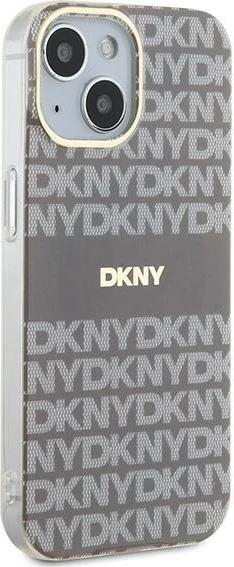 Mbështjellës DKNY IML Mono & Stripe MagSafe për iPhone 15/14/13, Bezhe
