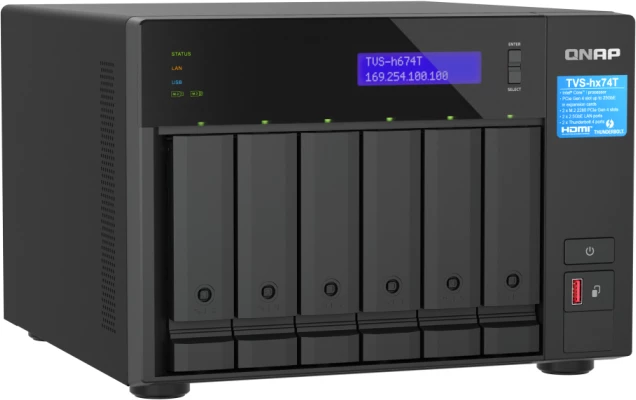 NAS pajisje QNAP TVS-h674T-i5-32G, 6-bay, Intel Core i5-12400, 32GB RAM, 2x 2.5GbE, 2x Thunderbolt 4, e zez