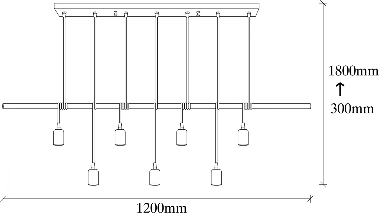 Llambë varëse metalike, ngjyrë e zezë, FH7266, 120x10x180 cm