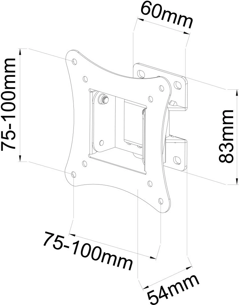 Mbajtës muri për TV Techly 106602, 13-30 inç, i zi