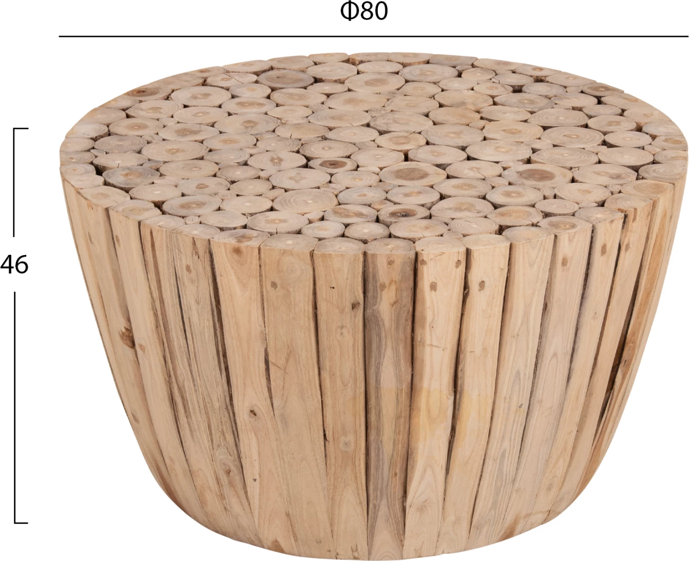 Tavolinë kafeje, dru tik natyral, FH9804, 80x46cm