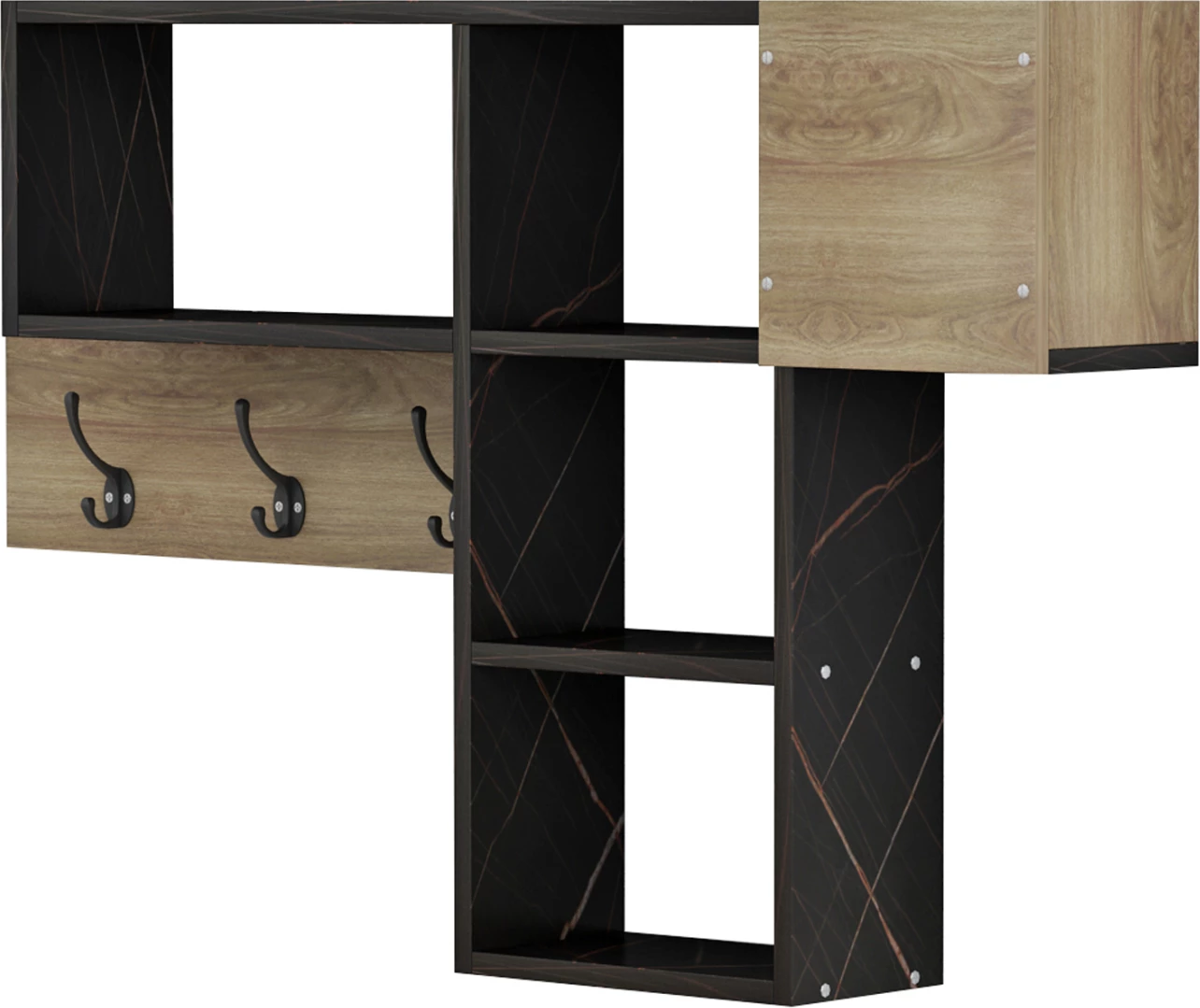 Varëse hyrje me rafte HARLAN FH8973.13 melaminë në ngjyrë natyrale-mermer të zi 99,5x15x61Hcm