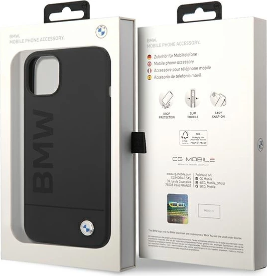 Mbështjellës BMW BMHMP14MSLBLBK për iPhone 14 Plus 6.7", silikon, MagSafe, zi