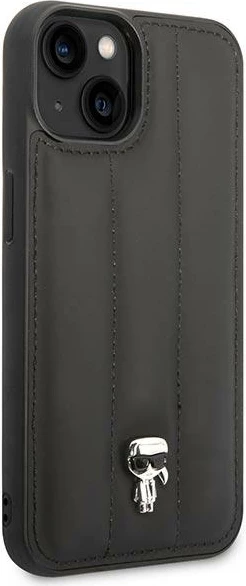 Mbështjellës Karl Lagerfeld KLHCP14MPSQPK për iPhone 14 Plus, hardcase, Puffy Ikonik Pin, e zezë
