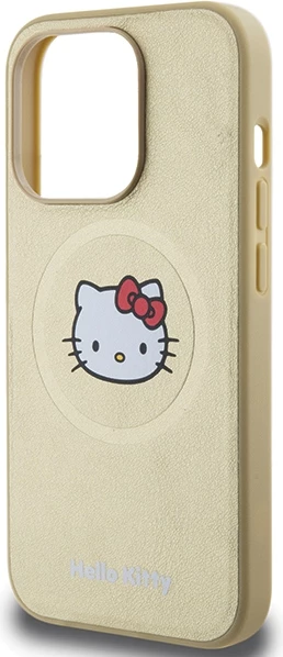 Mbështjellës Hello Kitty Leather Kitty Head MagSafe për iPhone 14 Pro, ari