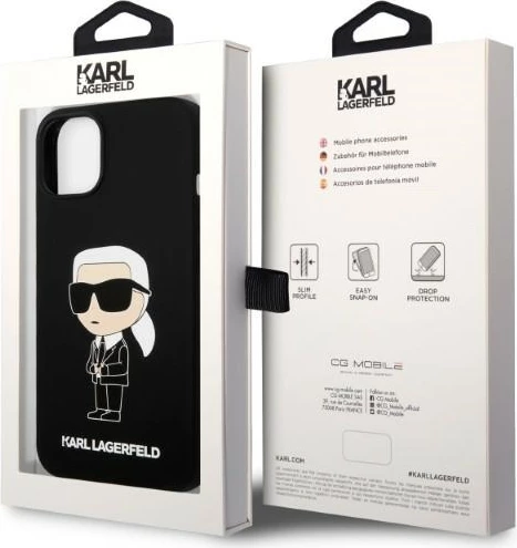 Mbështjellës Karl Lagerfeld KLHMP14MSNIKBCK për iPhone 14 Plus 6.7", silikon, MagSafe, zi