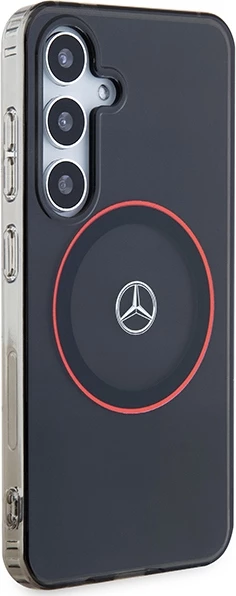 Mbështjellës Mercedes Double Layer W Red MagSafe për Samsung Galaxy S24, i zi
