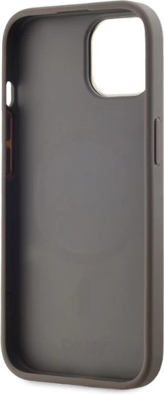 Mbështjellës DKNY Leather Checkered Mono Pattern MagSafe për iPhone 15, Bezhe