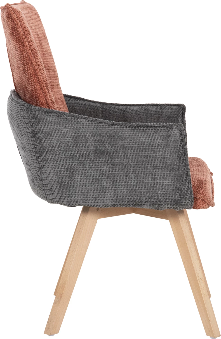 Karrige ngrënieje me krahë REX FH9847.06, ngjyrë e kuqe tullë-gri, këmbë druri ahu, 53x60x93H cm., set prej 2 copë