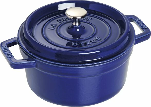 Cocotte STAUB, 20 cm, e rrumbullakët, e kaltër e errët, prej gize