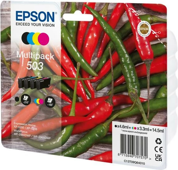 Kartusha boje, Epson, 503 Multipack C13T09Q64010, 14.5 ml gjithsej, ngjyra e zezë cian magenta e verdhë, set 4 copë