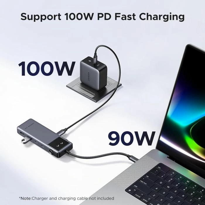 Hub USB-C UGREEN Uno 35998, 6-në-1, 2x USB-C 10Gbps, 2x USB-A 10Gbps, HDMI 4K@60Hz, USB-C PD 100W, gri e errët