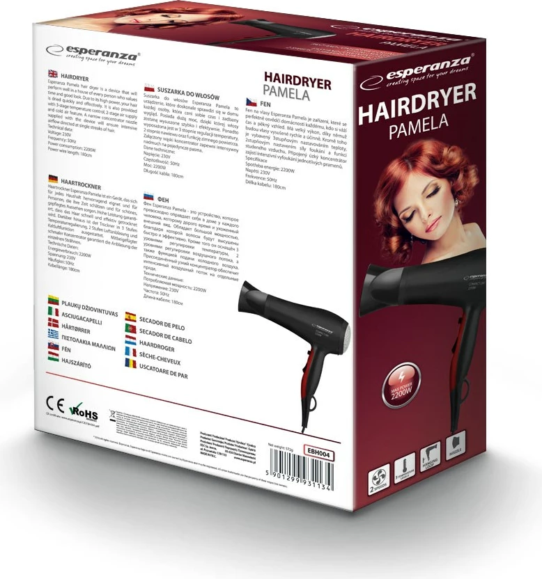 Tharëse për flokë Esperanza EBH004K, 2200 W, e zezë