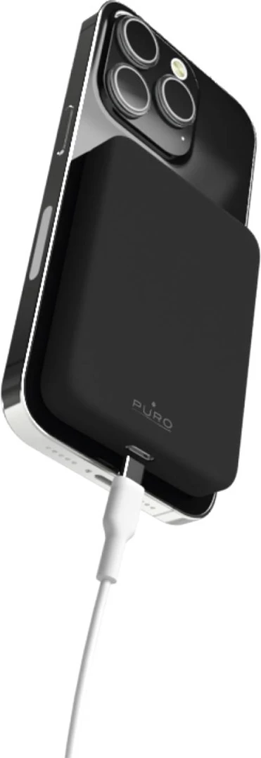 Powerbank Puro Mini Power Mag 4200mAh me MagSafe, USB-C, e zezë