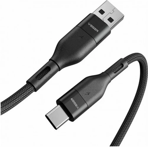 Kabllo USB-A në USB-C VEGER AC03 1.2m e thurur 5V/5A e zezë