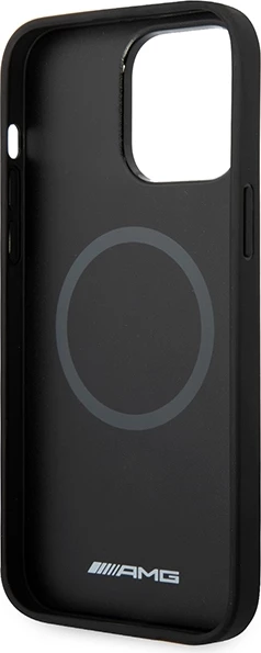 Mbështjellës Mercedes AMG AMHMP14XOSDBK për iPhone 14 Pro Max 6.7", lëkurë, MagSafe, zi