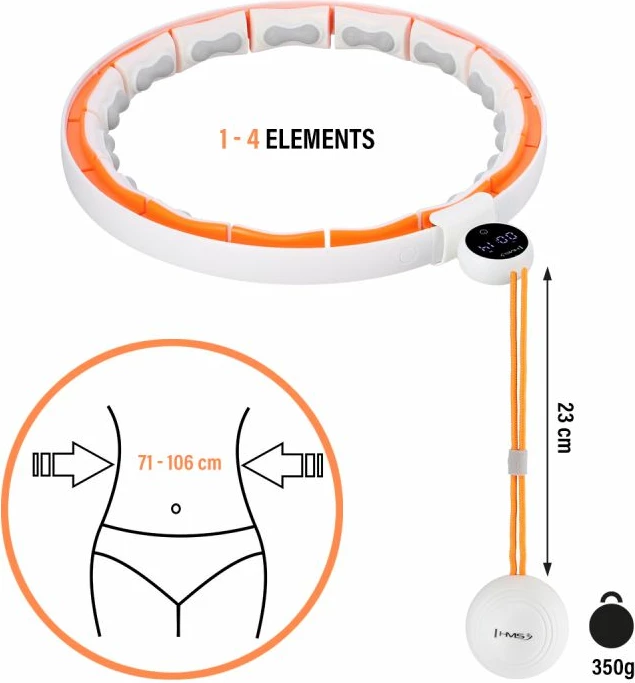 Hula hop HMS HHM21 me magnetë, portokalli