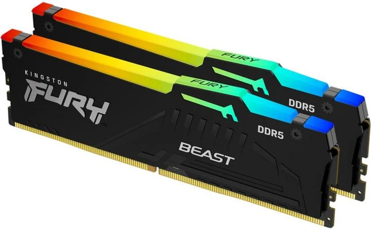 RAM Memorje, Kingston FURY Beast DDR5 RGB KF560C36BBE2AK2-32, 32GB (2x16GB) 6000MHz DIMM, RGB, Intel XMP 3.0/AMD EXPO, e zezë, set 2