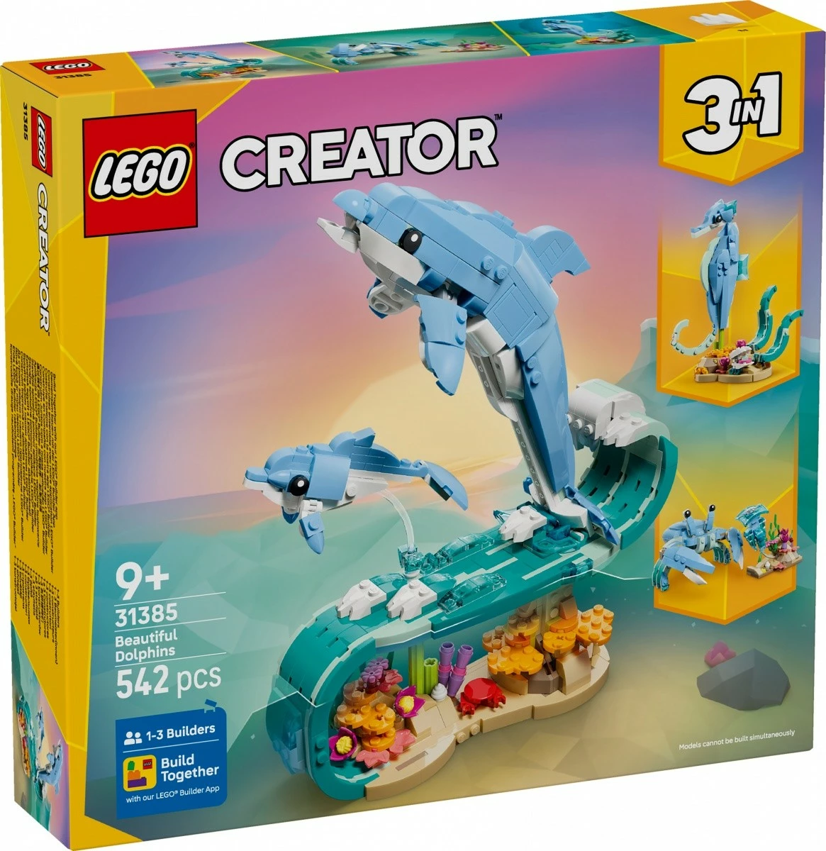 Set blloqe ndërtimi, LEGO, Creator 3-in-1 31385 Beautiful Dolphins, 542 copa, 9+