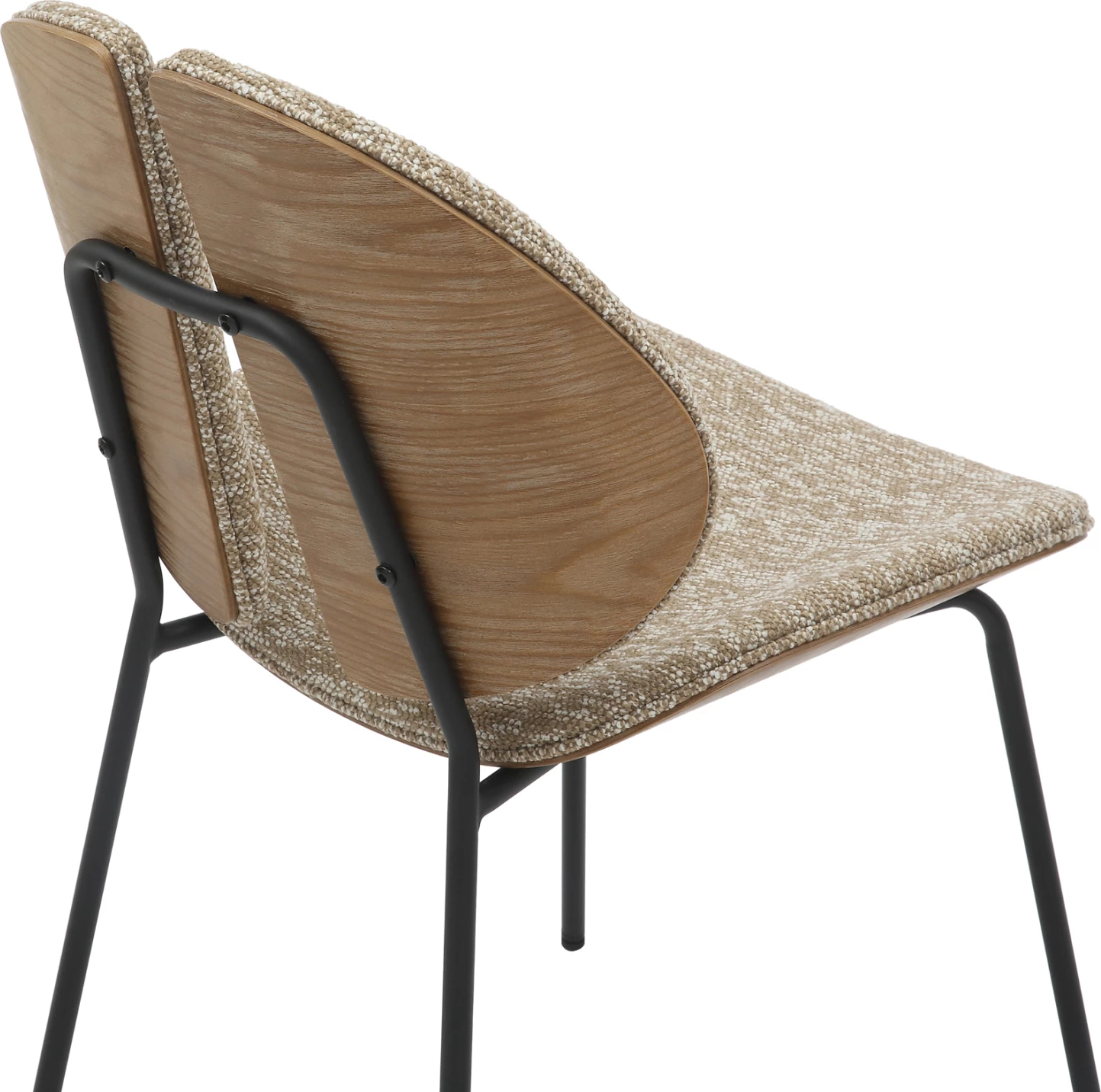 Karrige për ngrënie LUNGS FH9982.01, kornizë metalike e zezë, pëlhurë bezhë, 49x53.5x80H cm, set prej 2 copësh