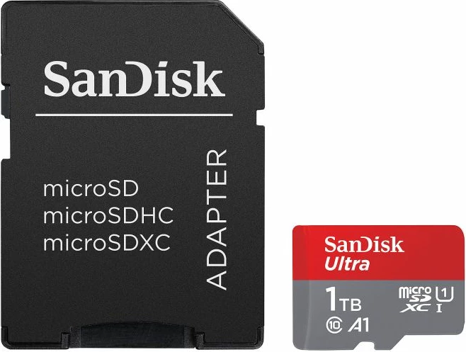 kartelë memorje microSDXC SanDisk Ultra SDSQUAC-1T00-GN6MA 1TB UHS-I A1 deri 150MB/s, kuqe/gri, me adapter SD