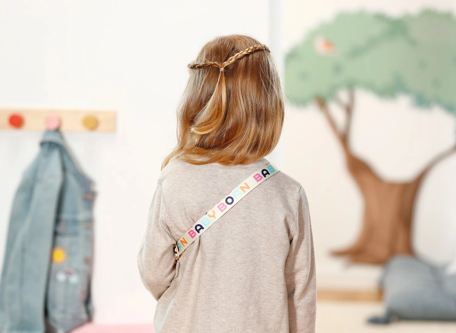 Çantë shpatulle, Baby Born, Bear Bag 836354-116724, formë arushi, me zinxhir dhe rrip supi i markës, për fëmijë 3+, Bezhë