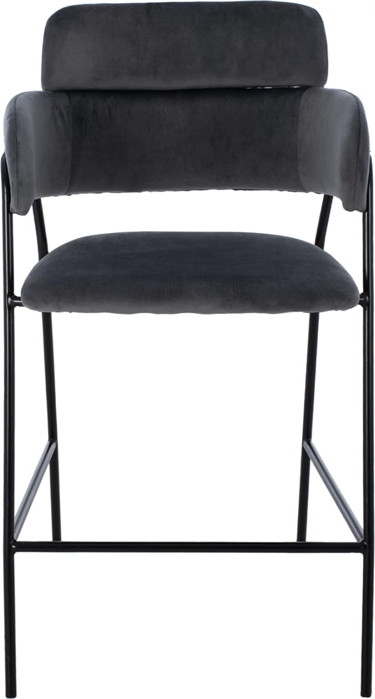 Karrige për bar, lartësi mesatare, FH8735.01, kadife gri me kornizë metalike, 54x58x95Y cm., set prej 2 copë