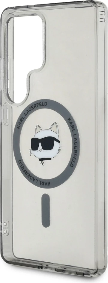 Mbështjellës Karl Lagerfeld Button Choupette Head Printed Logo MagSafe për Samsung Galaxy S25 Ultra, i zi