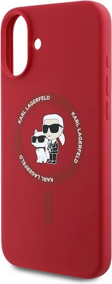 Mbështjellës Karl Lagerfeld Silicone KC Heads Ring MagSafe për iPhone 16 Plus, Kuq