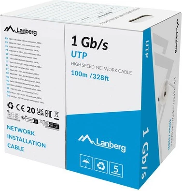 Kabllo rrjeti LAN Lanberg LCU6-10CC-0100-S, 100m, UTP, CCA, Gri