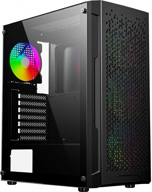 Kasë Gembird Fornax 400X, Midi Tower, ATX, xham i temperuar, e zezë