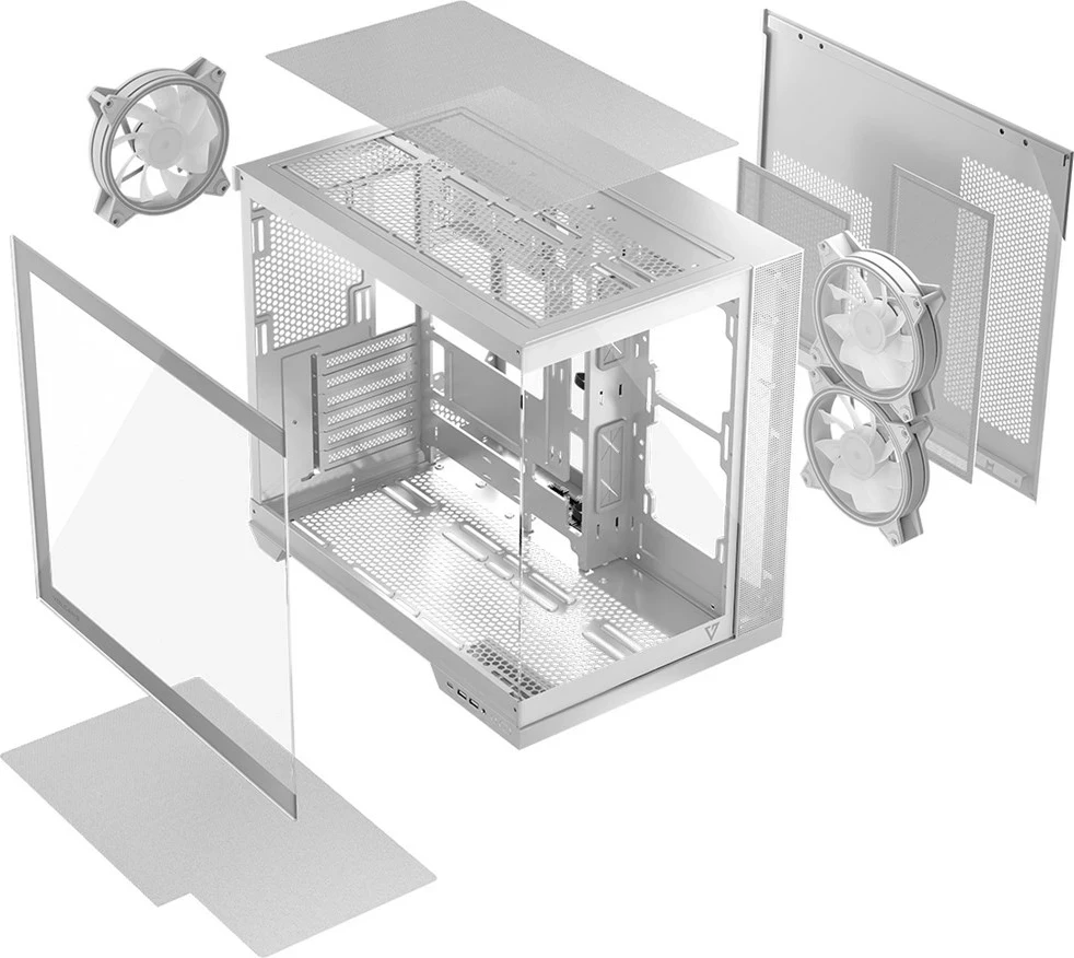 Kasë MODECOM Volcano Panorama APEX ARGB 3F MIDI, e bardhë
