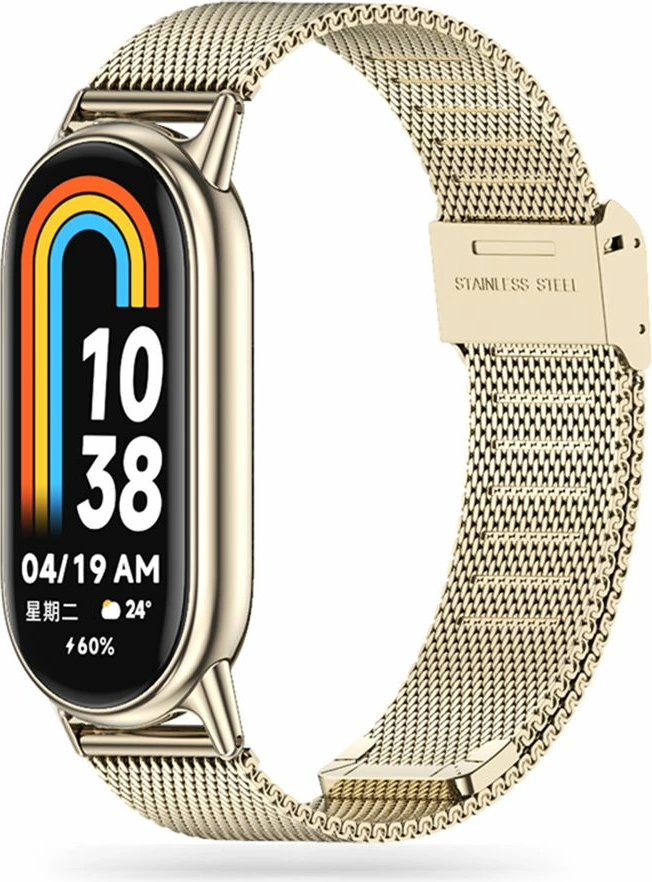 Rrip milanez për Xiaomi Smart Band 8/8 NFC Tech-Protect, çelik inox, bezhë
