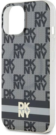 Mbështjellës DKNY IML Checkered Mono Pattern & Printed Stripes MagSafe për iPhone 15 Plus / 14 Plus, i zi
