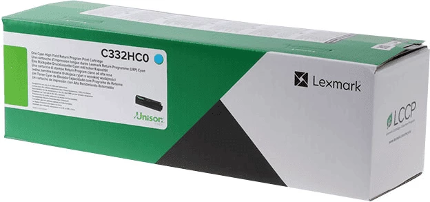 Toner, Lexmark, C332HC0, rendiment deri 2500 faqe, cyan