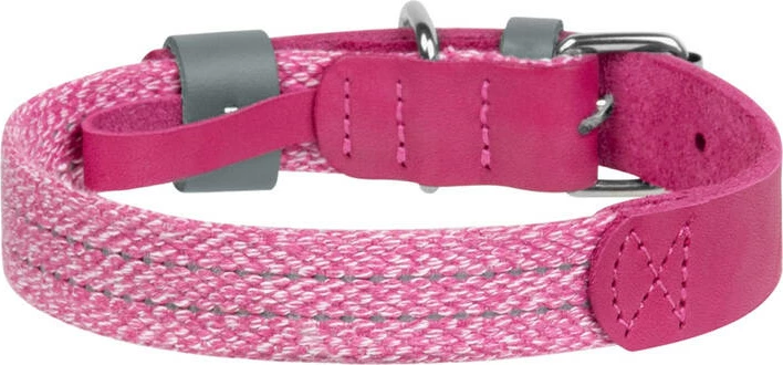 Qafore qenësh Waudog Classic, madhësia L, lëkurë natyrale dhe pambuk i ricikluar, rozë