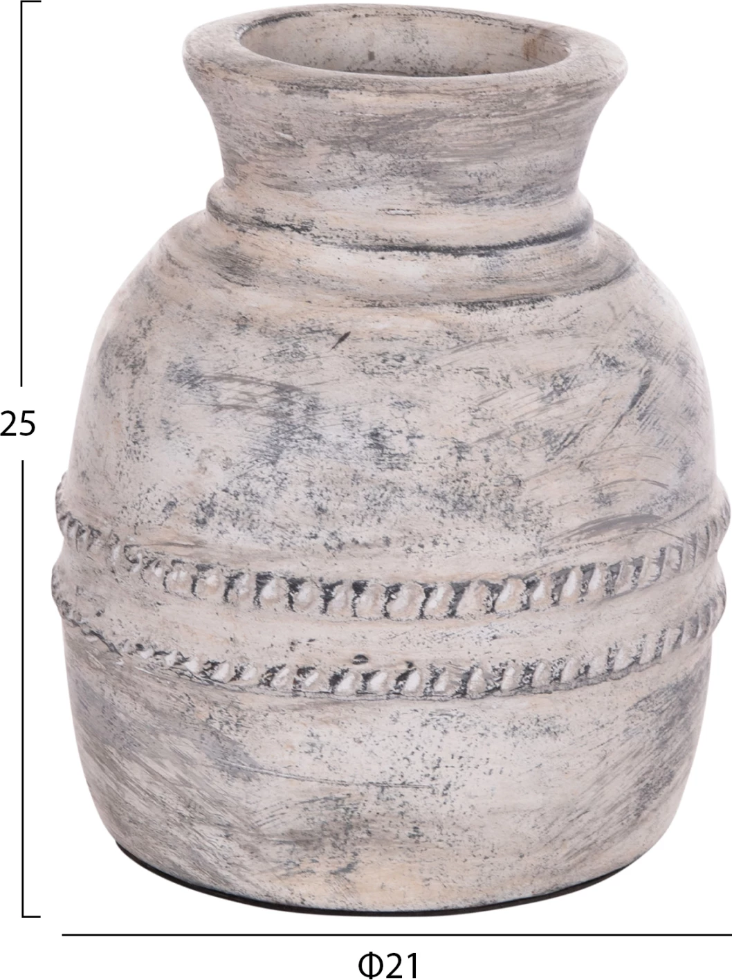 Vazo dekorative tavoline VERMO, terrakotë, ngjyrë gri e çelët, FH4393, 21x25cm