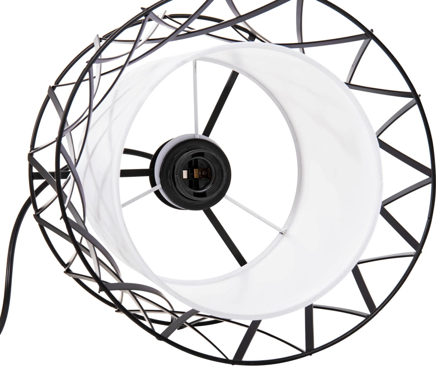 Llambë varëse tavani, metal i zi, pëlhurë sintetike e bardhë, FH4106, Φ25x120Hcm