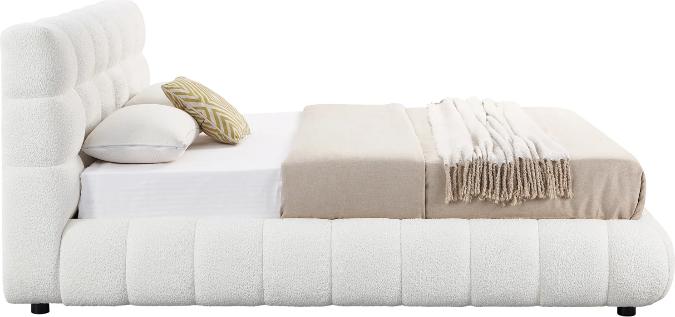 Krevat dopio me hapësirë për depo, pëlhurë chenille e bardhë, SOMNIUM CD725.02, dyshek 160x200cm