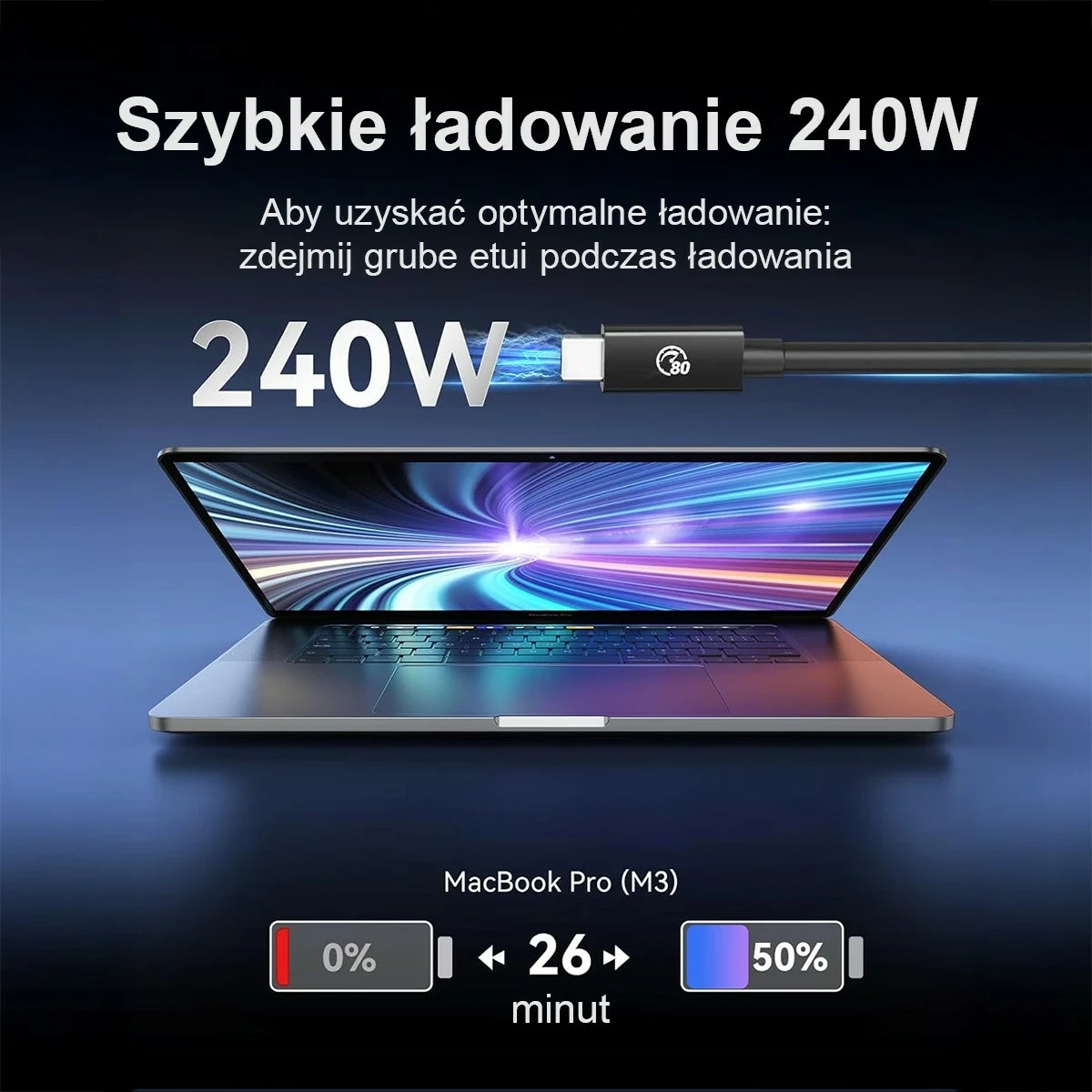 Kabëll Thunderbolt 5 Orico USB-C 1.5m 80Gbps 240W 8K e zi