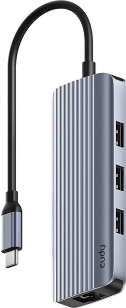 Kasë USB CUDY UH606, 6 porta, USB 3.2 Gen 1, HDMI, Ethernet, Gri