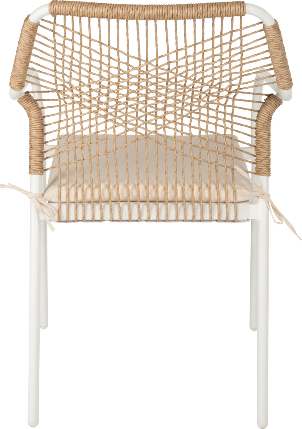 Karrige alumini për jashtë, FH5865.12, kornizë e bardhë dhe thurje beix, jastëk i bardhë