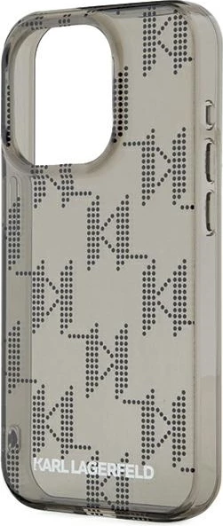 Mbështjellës Karl Lagerfeld IML Mono KL Pattern & Cord për iPhone 15 Pro Max, i zi