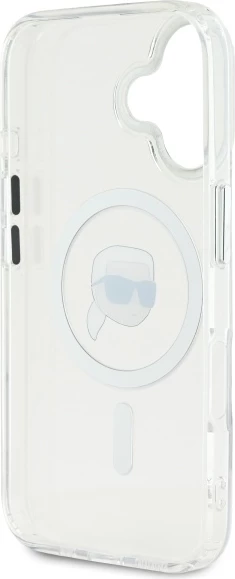 Mbështjellës Karl Lagerfeld IML Metal Karl Head MagSafe për iPhone 16 Plus, Bardhë