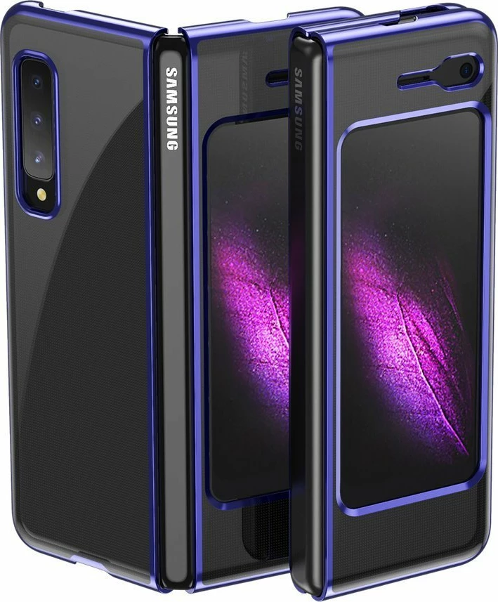Mbështjellës Hurtel për Samsung Galaxy Fold, hard case, ultraihollë, kornizë elektroplating, Blu