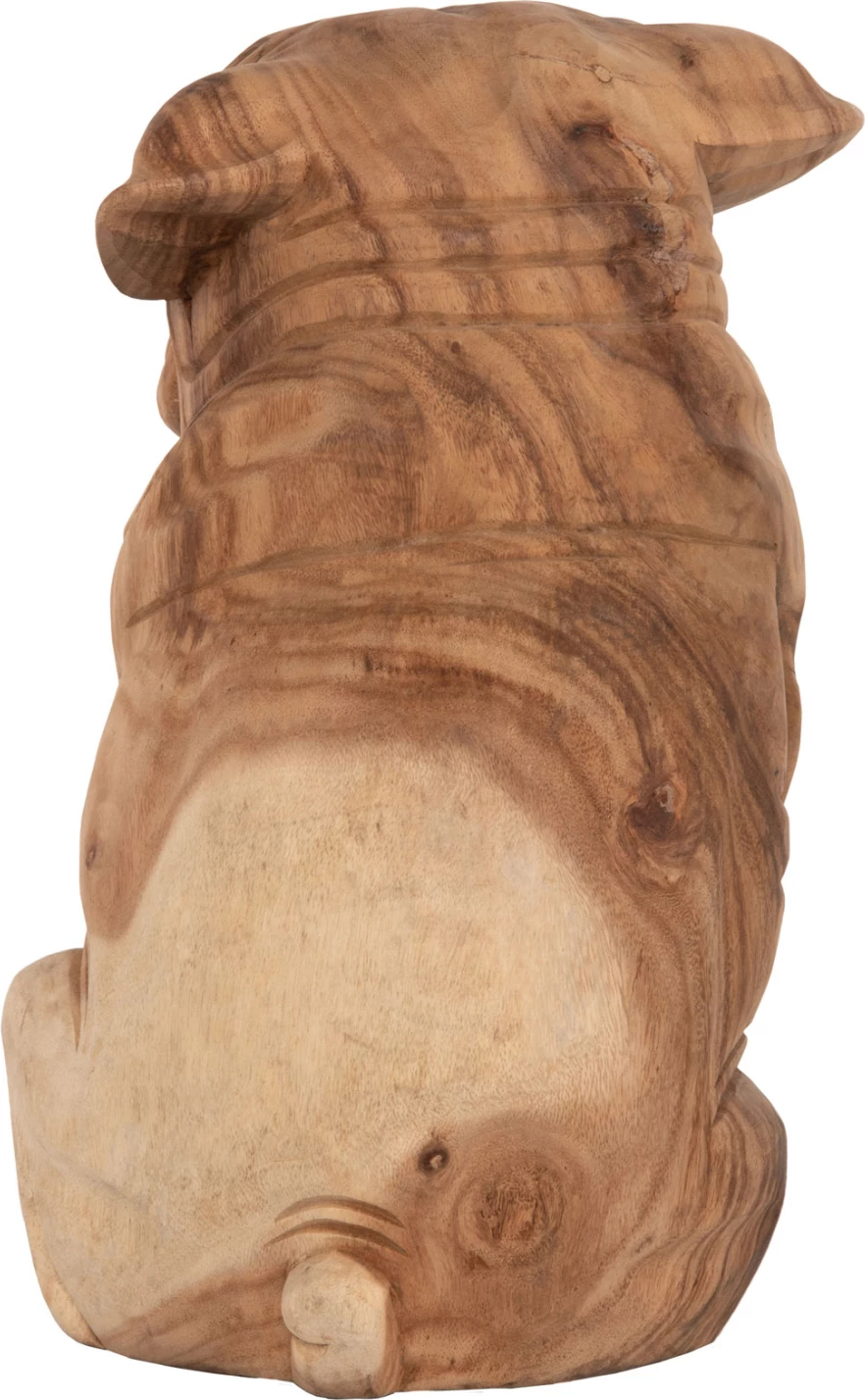 Dekor për dysheme, bulldog, dru suar, ngjyrë natyrale, 26x27x40H cm