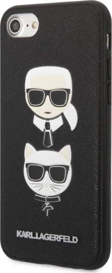 Mbështjellës Karl Lagerfeld Saffiano Karl&Choupette Head për iPhone 7/8/SE 2020/SE 2022, i zi