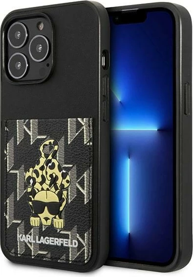 Mbështjellës Karl Lagerfeld Karlimals Cardslot për iPhone 13 Pro / iPhone 13, i zi